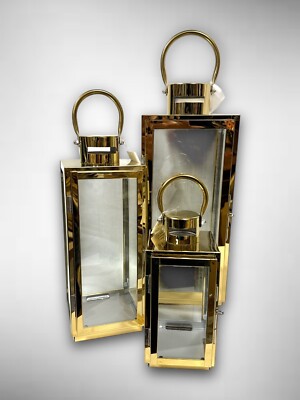 Bali Laterne Modern Gold Cor Mulder versch. Größen oder als 3-er Set Metall Glas