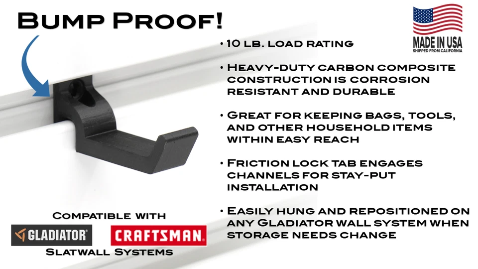 UPGRADED Bump-proof L-Hooks for Gladiator Gearwall & Geartrack - Image 2 of 4