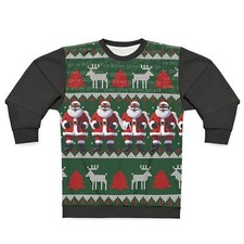 Black Santa Unisex Sweatshirt Ugly Sweater Christmas Gift Pullover Jumper Xmas
