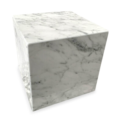 White Carrara Marble Cube Table Sculpture Home Decor Art Design H 10Cm