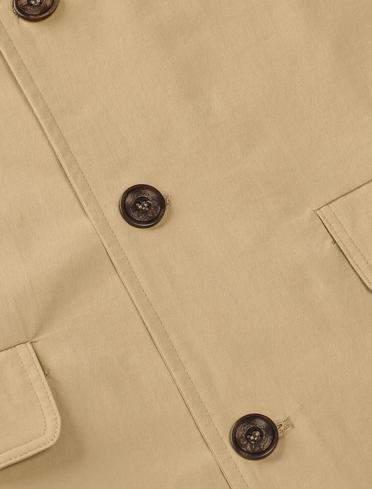 Men's lightweight simple buttoning trench coat jacket fitted fit - Image 4 of 4