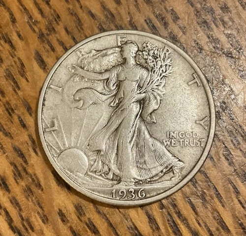 1936 P Walking Liberty Half Dollar 90% Silver 50c Very Fine VF