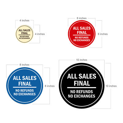 Circle All Sales Final No Refunds No Exchanges Sign | eBay display picture 1