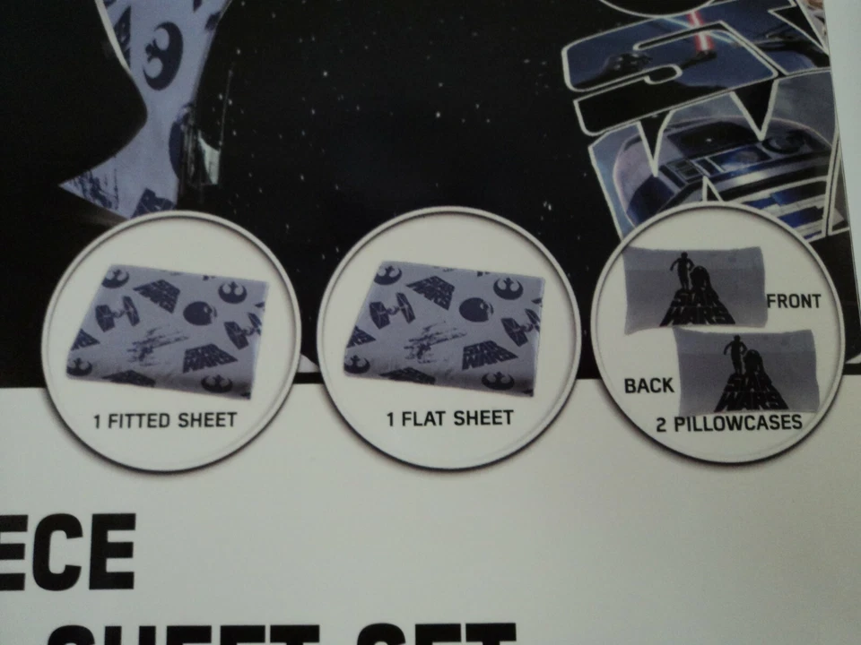 迪士尼星球大战超细纤维全套带 2 个枕套新品 - 最后一个! — 第 4/4 张图片