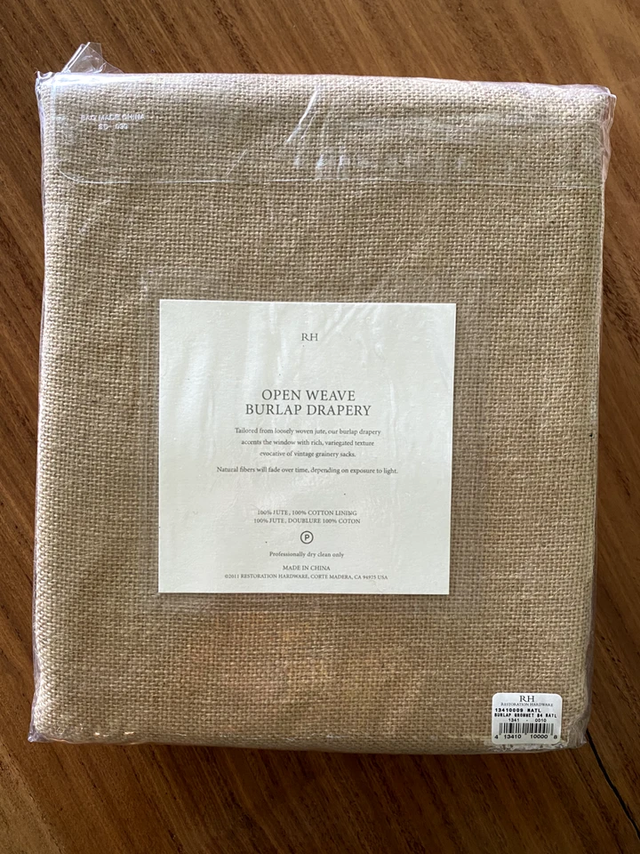  Hardware de restauración, cortinas de tejido abierto de arpillera 84" x 50" Foto 4 de 4