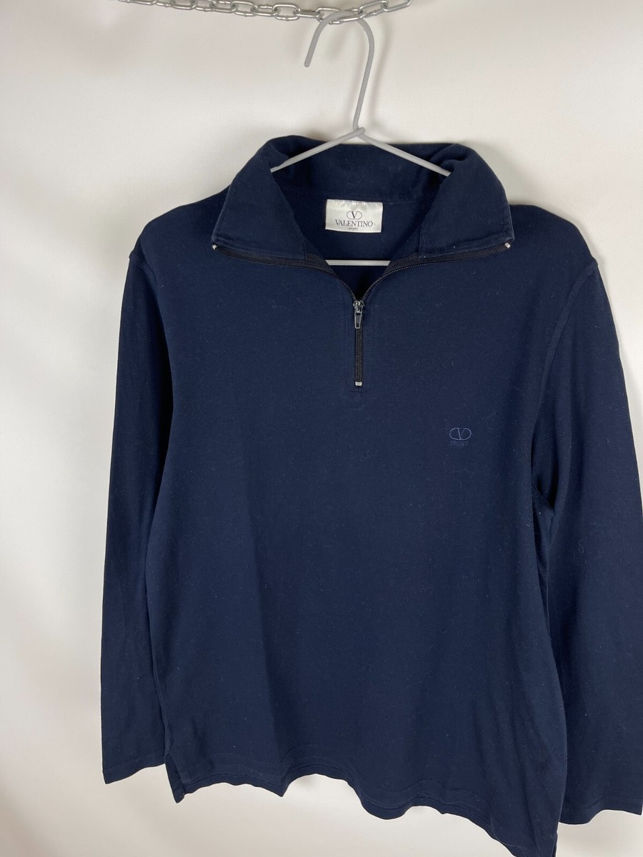 Valentino Sport 1/4 zip embroidered logo tee shirt pullover