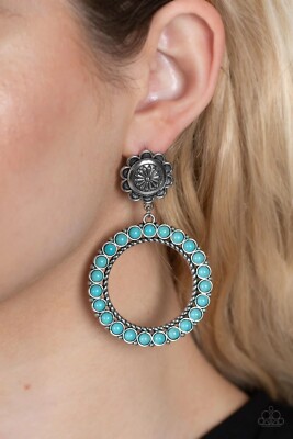Paparazzi jewelry Playfully Prairie Turquoise Stone Flower Earrings NEW