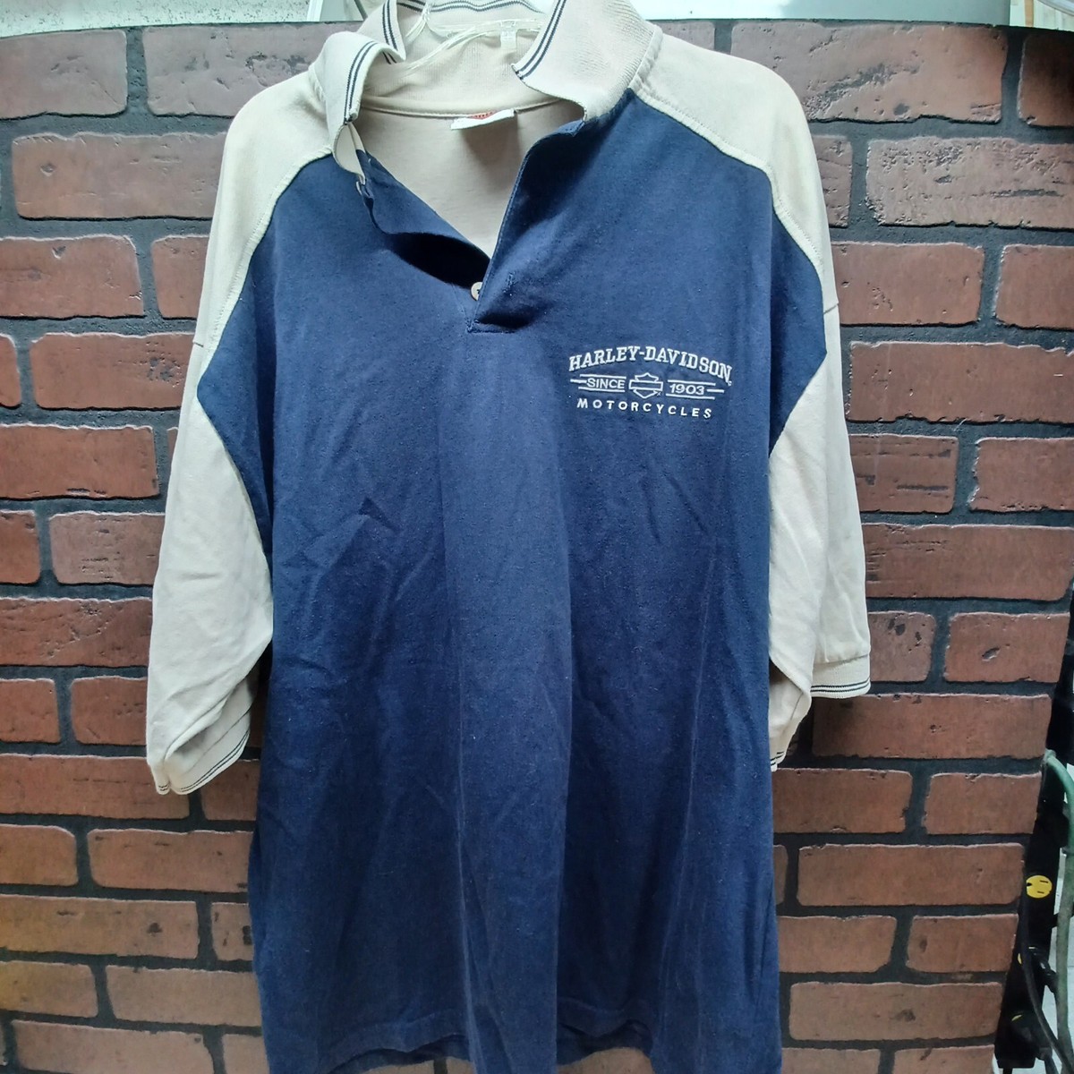 Harley Davidson XL Hughesville, MD Blue Tan Short Sleeve 100