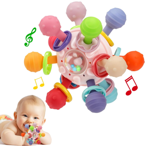 Baby Montessori Teething Toys for 0-6 6-12 Months, Food Grade Teether Sensory To