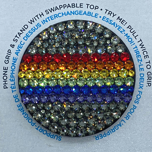Handmade Rainbow Bling Black Popsocket made with Swarovski Crystals - 第 2/2 張圖片