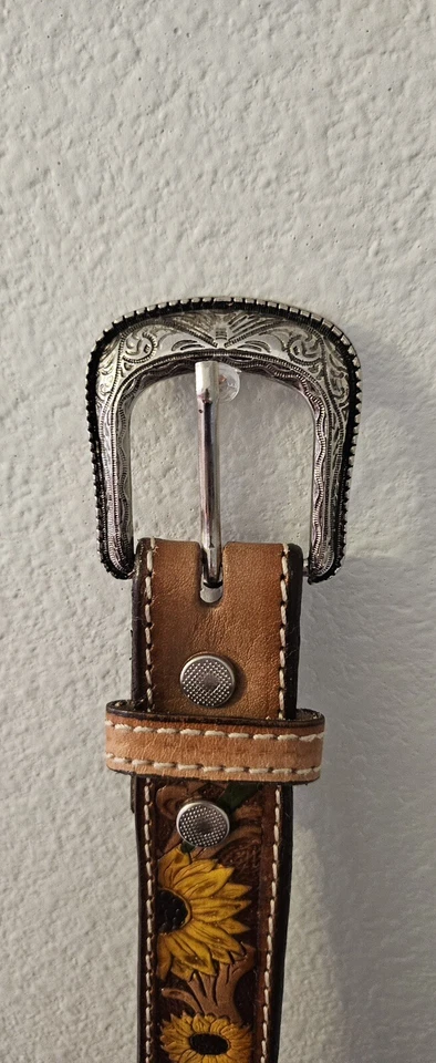 LEATHER BELT for WOMEN, Handmade, Western, Boho , With Sunflowers Size 28 - Image 3 of 4
