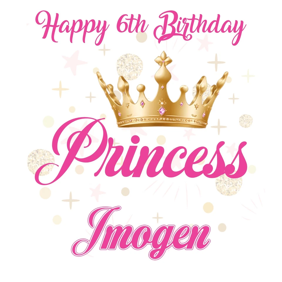 Princess Personalised Wrapping Paper – Gold Crown Custom Name Gift Wrap for Girl - Image 2 of 4