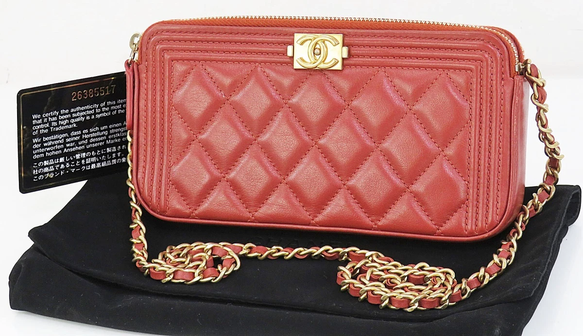 Chanel Black Quilted Caviar Boy Woc Wallet on Chain Silver Hardware, 2019 (Very Good), Womens Handbag