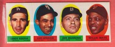 1963  TOPPS  PEEL OFF  SHEET OF 4  HOFer  W/ MAYS + KOUFAX