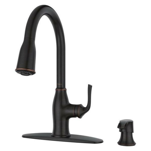 Rosslyn Single-Handle Pull-Down Sprayer Kitchen Faucet in Tuscan Bronze