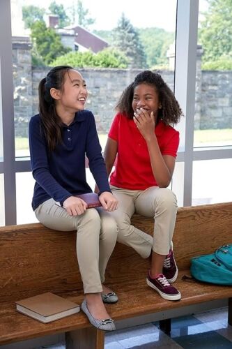 2-Pack French Toast Girls' Short Sleeve Stretch Pique Polo Shirt 1621182 1608749 - Picture 4 of 24