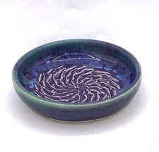 Healing Touch Pottery Blue Purple Green Drip Glaze Garlic Ginger Veggie Grater