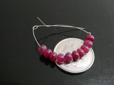 Genuine Red Ruby Gemstone Button Rondelle Smooth 4mm x 3mm Loose 10 BEADS