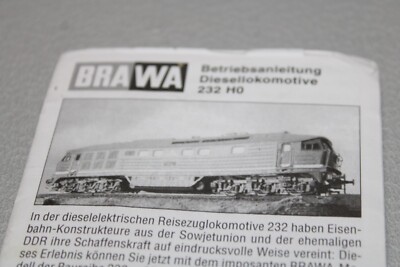 Brawa Operating Manual Diesel Locomotive Series 232 H0 Scale