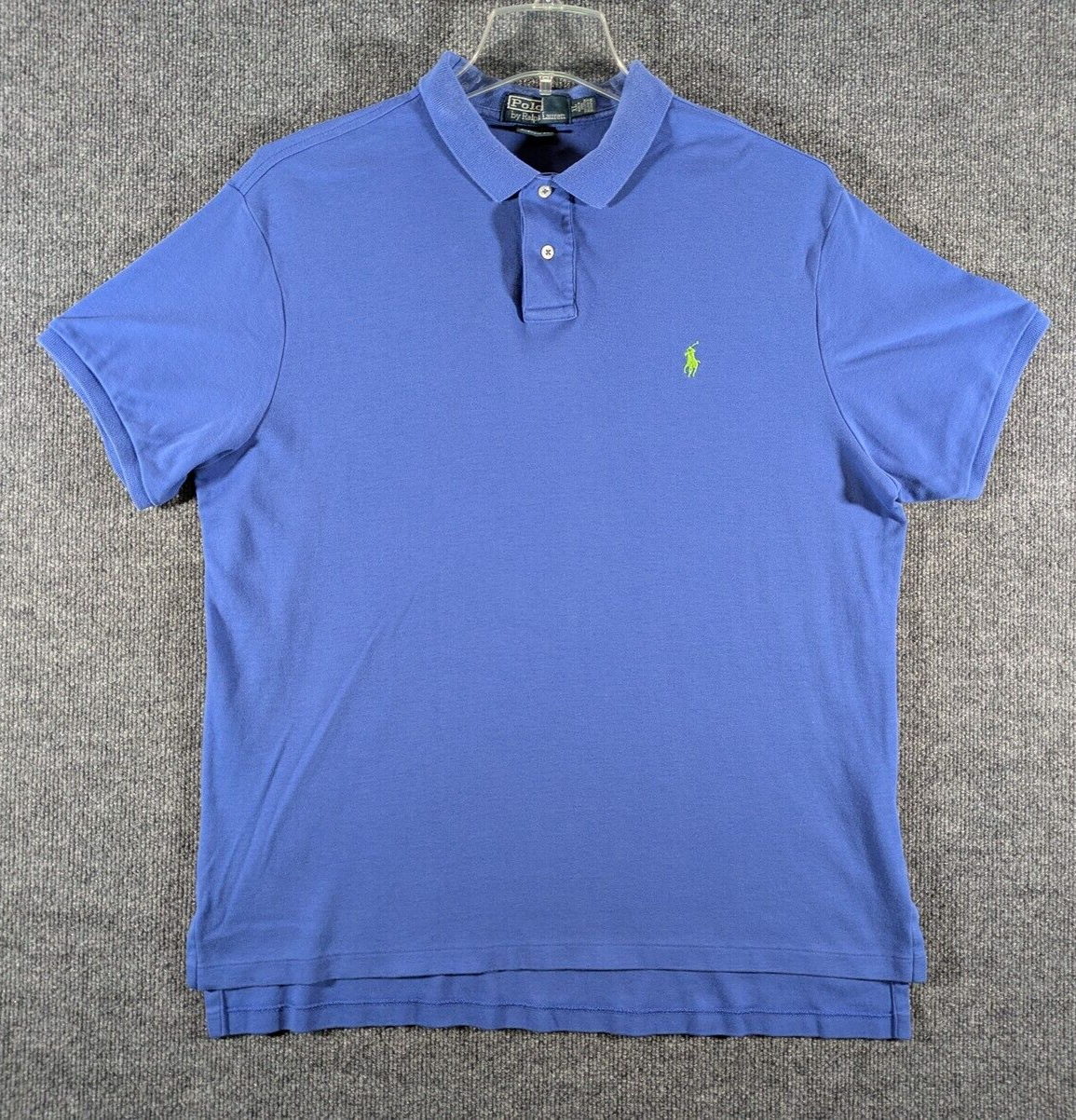 VINTAGE Polo Ralph Lauren camicia uomo XL blu verde lime piccolo pony vestibilità personalizzata