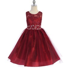 BURGUNDY Size 16 Flower Girl Dress Bridesmaid Recital Birthday Graduation Formal