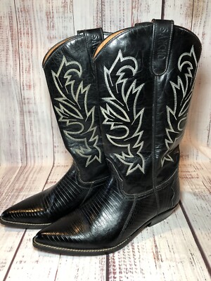 Ladies SANCHO SPAIN Leather Cowboy Western Boots Black Great Shape Size 39 US 8