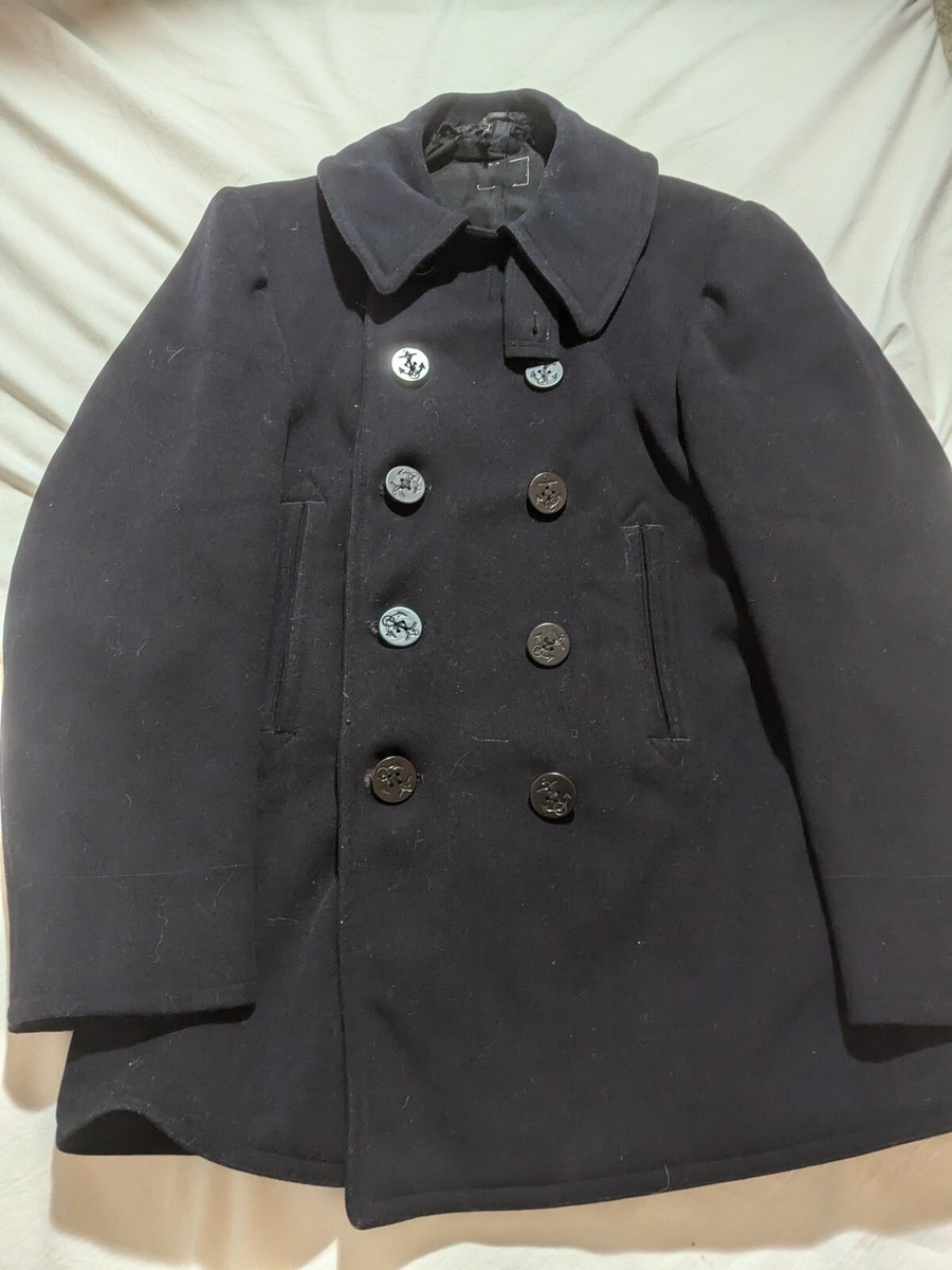 美品40s US NAVY 10 BUTTON P-COAT VINTAGE WW2 40S 10 BUTTONS U.S NAVY PEA COAT ARMY MILITARY