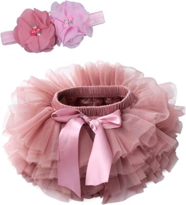 Toddle Tutu Skirt for Baby Girl with Diaper Cover,Soft Baby Dress 0-12M+Headband