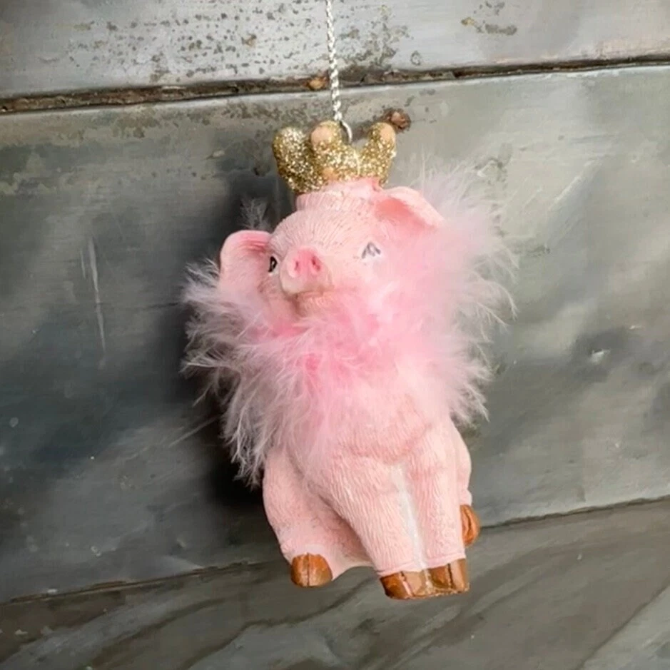 Adorno de cerdo ángel - Resina cuando los cerdos vuelan hada princesa ping boa animal vestido Foto 3 de 4