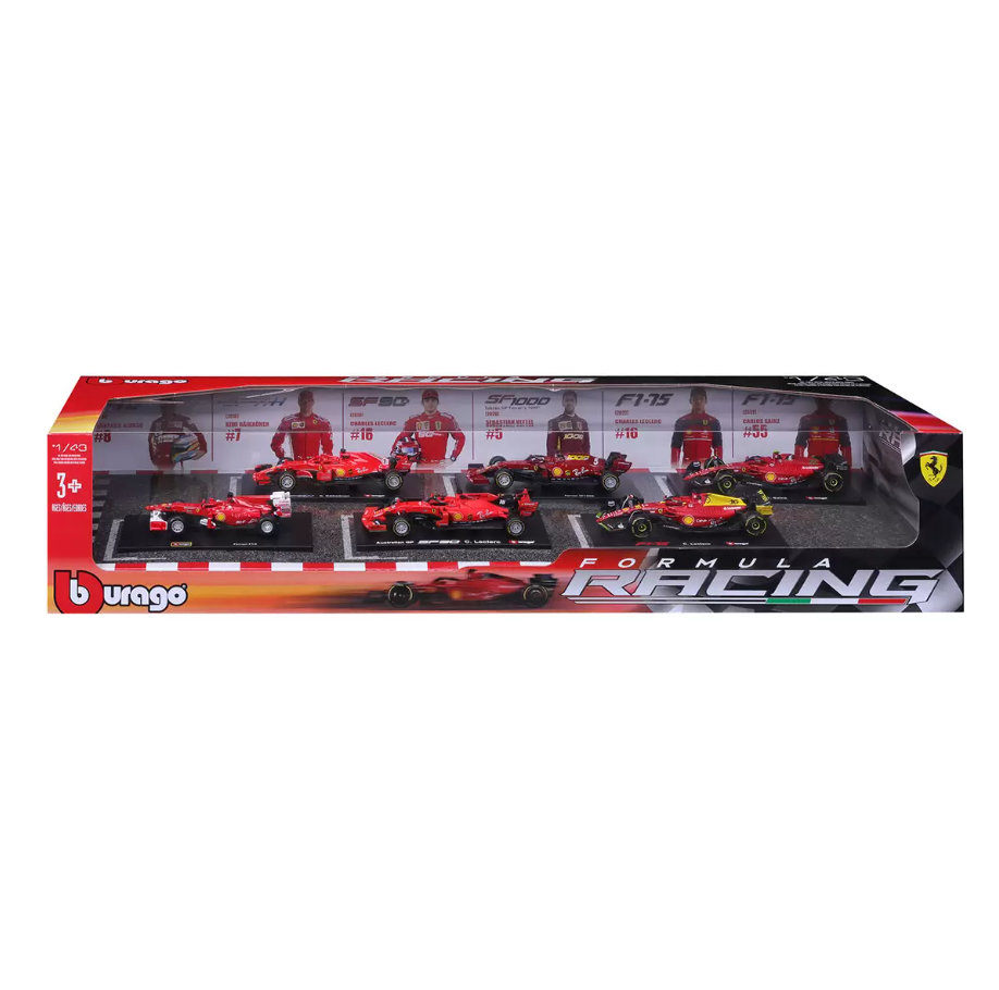 Burago Ferrari Racing Formula 1 F1 - 1:43 Scale Diecast Metal Pack