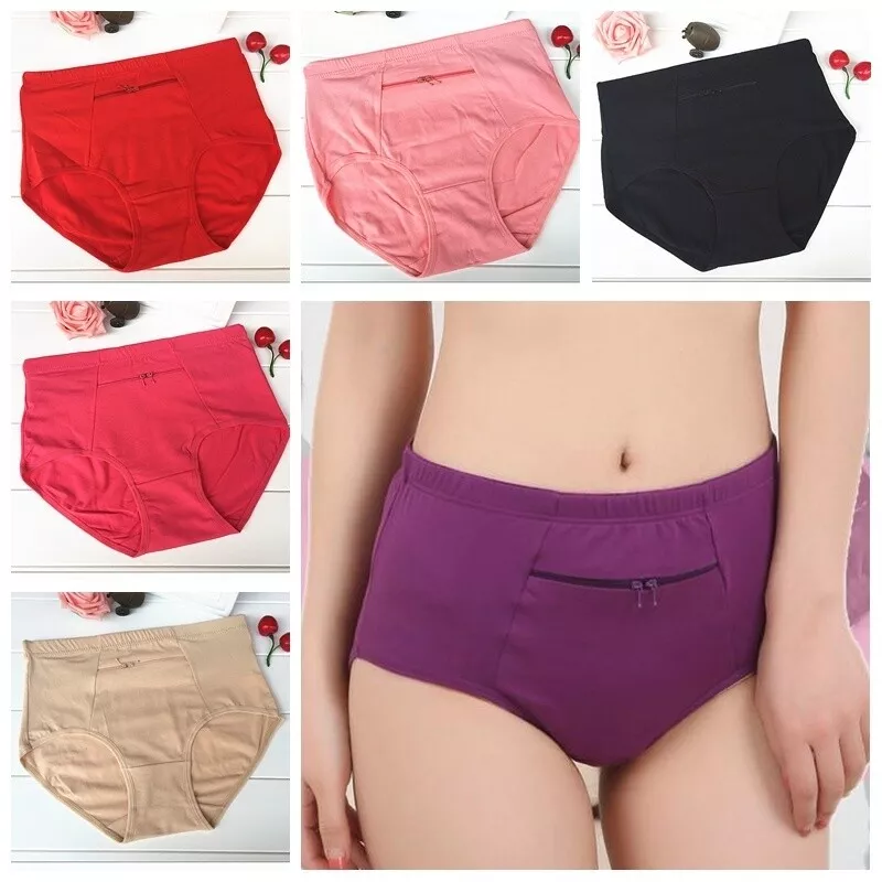 Women Cotton Briefs Underwear Elastic High Waist with Hidden