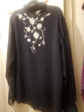 Navy Blue Beaded Beautiful Blouse 22 /24 w tunic