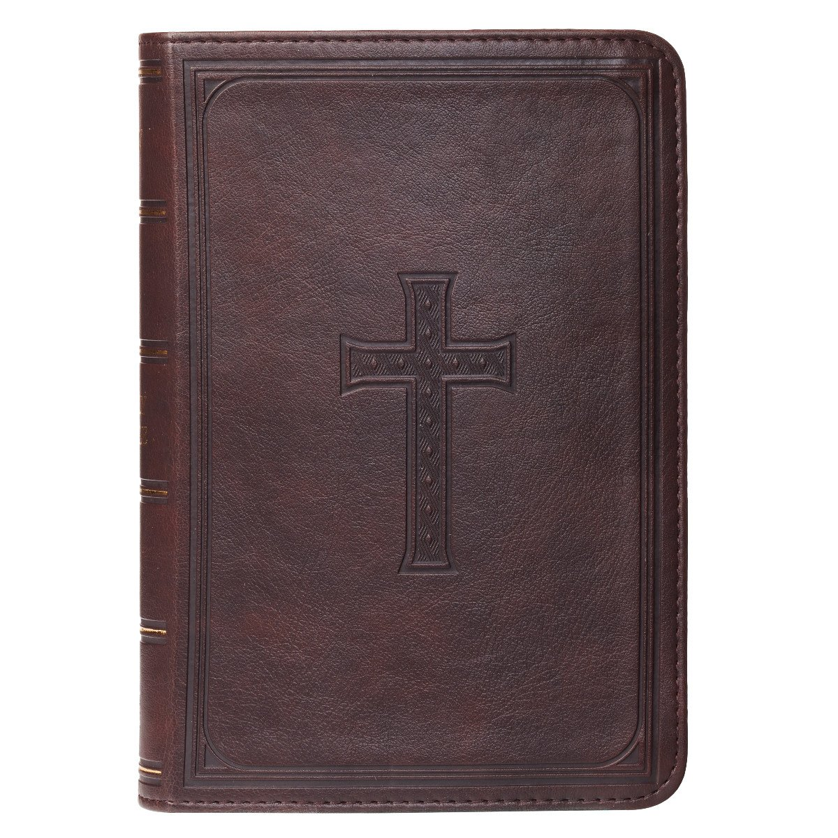 KJV Large Print Compact Bible Dark Brown Faux Leather with Ribbon Marker