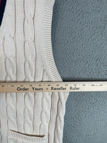 Chaleco Suéter J Crew Para Hombre Grande Blanco Heritage Yate Tejido con Cable Cuello en V Remo - Imagen 5 de 9