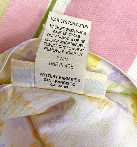 POTTERY BARN KIDS Twin SUNFLOWER Yellow Purple Stripes Duvet+2 pillowcases READ - Picture 7 of 9