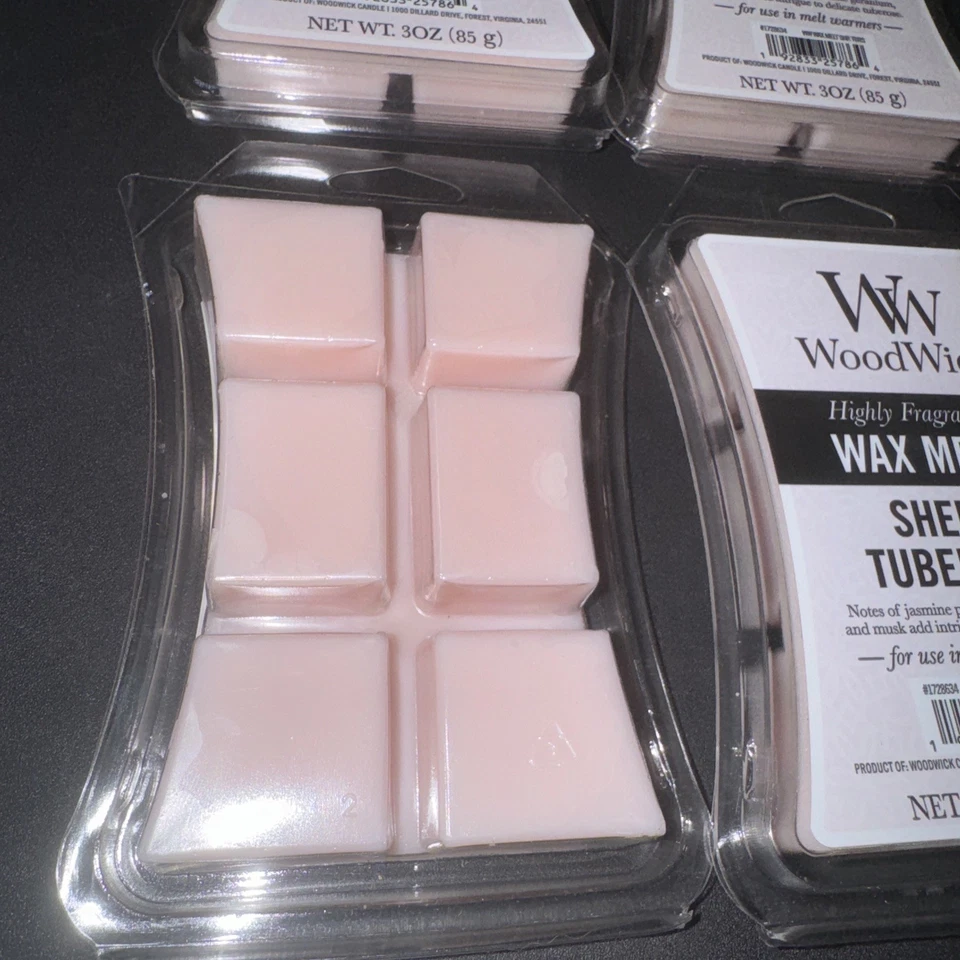 WoodWick Wood Wick SHEER TUBEROSE cera derrete cubos fragrância perfumada NOVO - Imagem 3 de 3