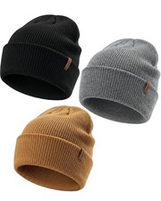 Thermal Unisex Winter Knit Hats for Men Women Cold Weather One Size Black Gray