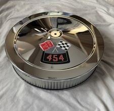 Chevrolet Chrome Air Cleaner With 3d Decal 454 White Filter Chevy Chrome 454 Chevrolet Chrome Air Cleaner With 3d Decal 454 White Filter Chevy Chrome 454