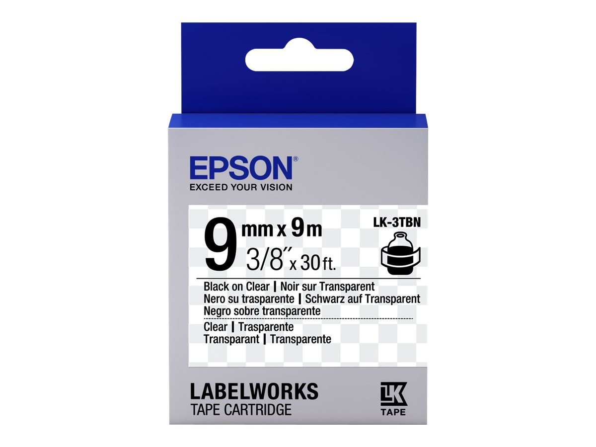 Epson Nastro fondo Trasparente per testo Nero 9/9 LK-3TBN C53S653004
