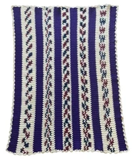 Handmade Purple Rainbow Flower Granny Core Square Afghan Blanket 41x29 Vtg