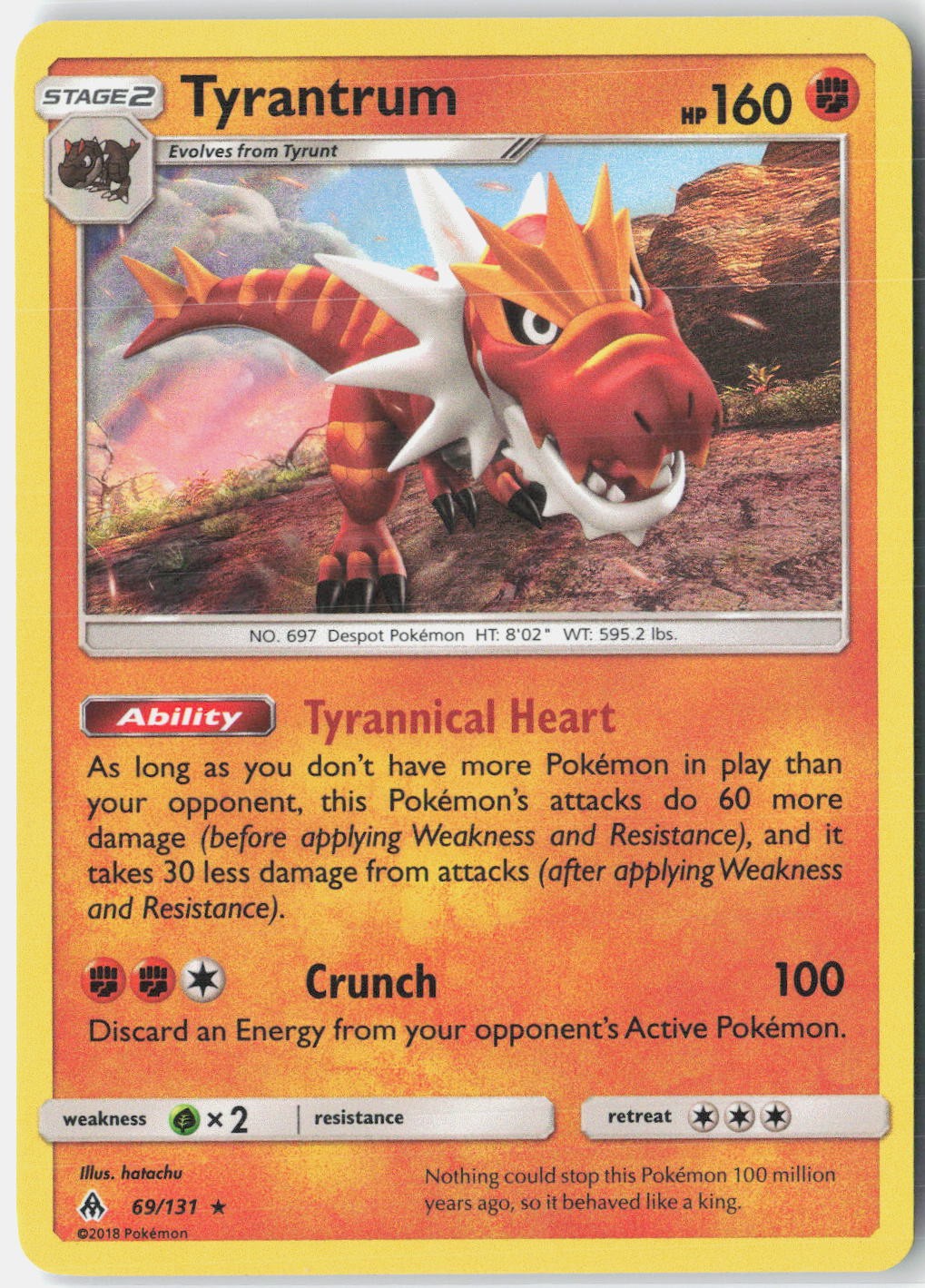 Tyrantrum 69/131 Holo Rare Forbidden Light Pokemon Near Mint