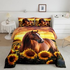 3D Horse Comforter Set for Kids Boys Wild Animal Down Comforter Girls Teen Ad...