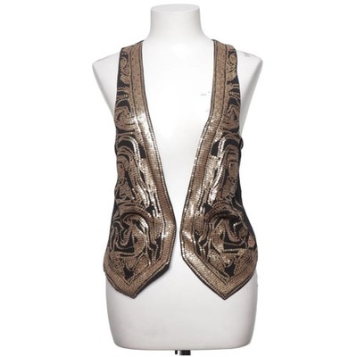 H&M, Weste, Größe: S, Schwarz/Gold, Baumwolle/Modal/Polyester, Paisley #ume