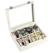 8-Slot Watch Box,Velvet Watch Case with Glass Lid,Watch Organizer Box for Men...