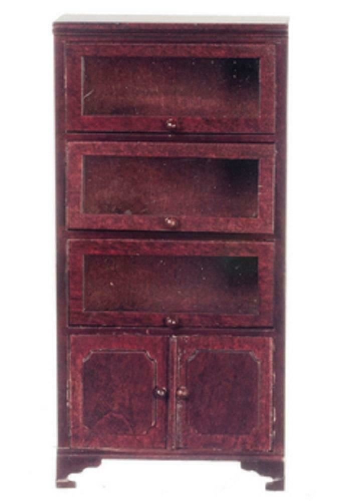 Dolls House Mahogany Clerks Bookcase 3 Glass Doors Miniature Study Furniture