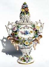 Antique Sitzendorf, Germany Lidded Potpourri Urn, 11 1/2" Tall