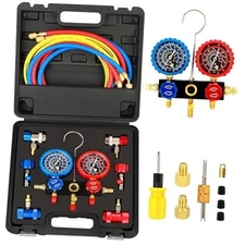 R1234yf R134A AC Gauge Set, 3 Way Automotive AC Manifold Gauges for R1234yf 