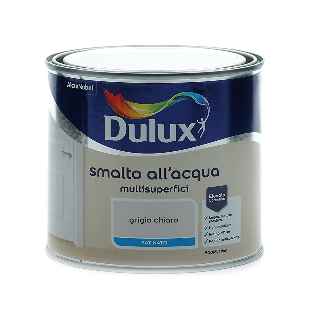 Smalto Acqua Multisuperfici Esterno Interno Grigio chiaro satinato (0,5 L) Dulux