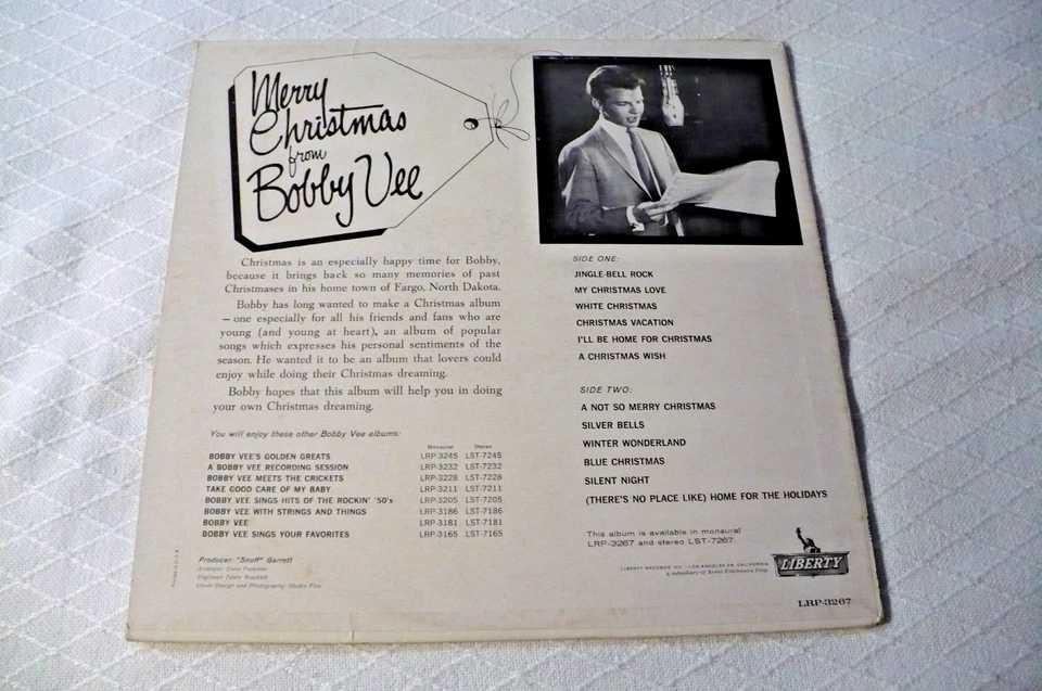 Bobby Vee LP, Merry Christmas, Liberty LRP 3267, 1962, VG+ - Image 2 of 2