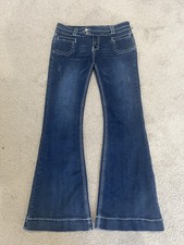 Edikted Dark Indigo Flare Women’s Jeans in XL, Contrast stitching,